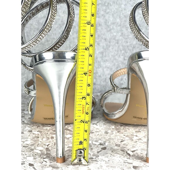 Windsor Silver Rhinestone Spiral Heels Women’s 8.5 Stiletto Holiday Party Sexy - Picture 9 of 12